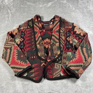 Vintage Aztec Jacket Women Petite Southwest Boho Shacket Coat Oversized Tapestry